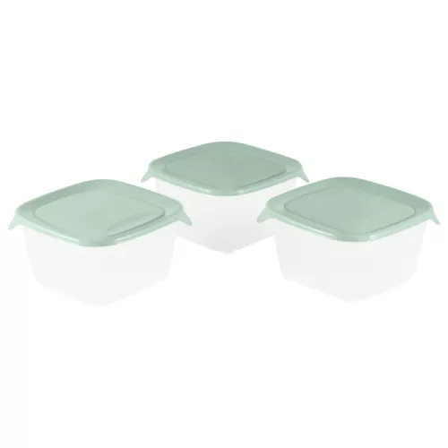 Набор контейнеров для еды, 3 шт., квадратные, 3х1,2 л, Fresh&Go, зеленый.