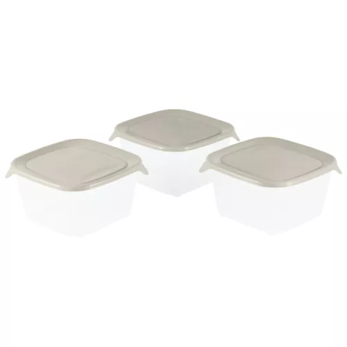 Toidunõude komplekt 3 tk, ruudukujuline, 3x1,2L, Fresh&Go, beež