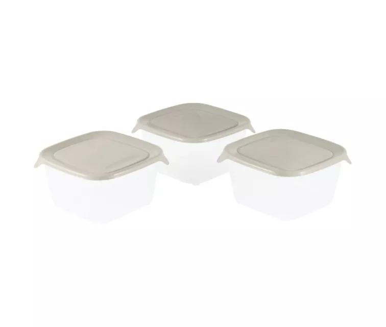 Toidunõude komplekt 3 tk, ruudukujuline, 3x1,2L, Fresh&Go, beež