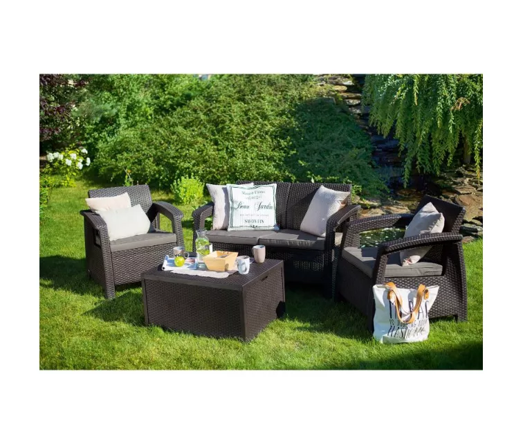 Sodo baldų komplektas Corfu Box Set rudas