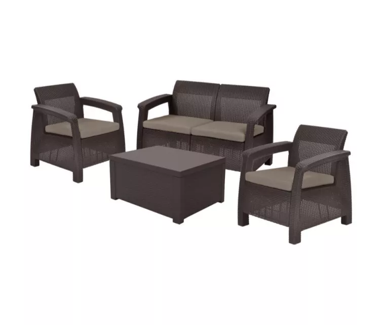 Sodo baldų komplektas Corfu Box Set rudas