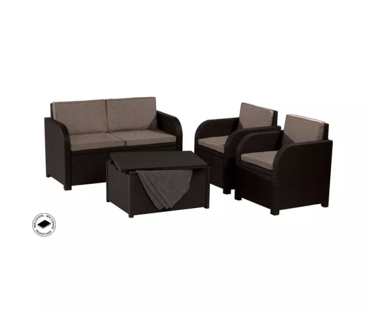 Sodo baldų komplektas Modena Komplektas su stalu/dėžute rudos spalvos