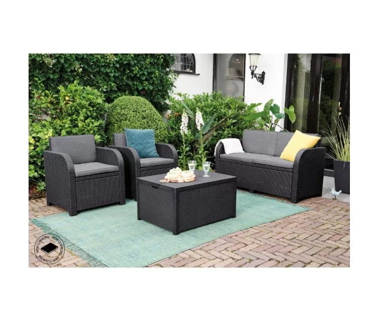 Sodo baldų komplektas Modena Komplektas su stalu/dėžute rudos spalvos