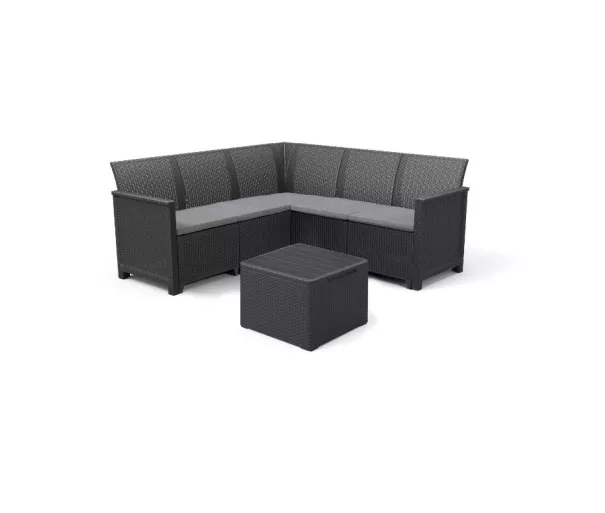 Garden furniture set Elodie 5 Seater Corner with table/storage box grey