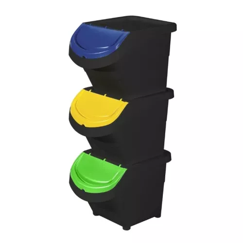 Набор мусорных баков 3 шт. Eco Solution Set 3 26л 31x43.5x92см черно-синий/желтый/зеленый