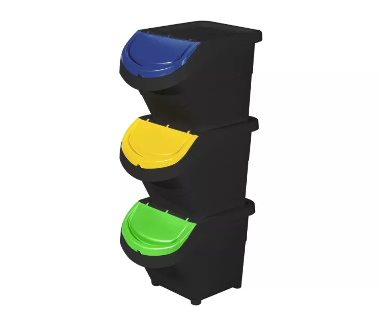 Waste bin set 3 pcs. Eco Solution Set 3 26L 31x43.5x92cm black-blue/yellow/green