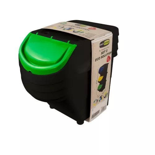 Waste bin set 3 pcs. Eco Solution Set 3 26L 31x43.5x92cm black-blue/yellow/green