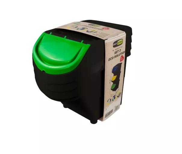 Waste bin set 3 pcs. Eco Solution Set 3 26L 31x43.5x92cm black-blue/yellow/green
