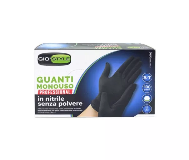 Nitrile disposable gloves 100 pcs black S size 24x8,5x0,05cm
