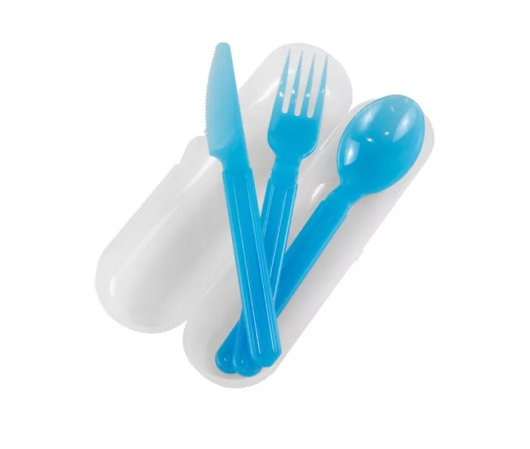 Söögiriistade komplekt läbipaistvas karbis Foody assortii, läbipaistev/sinine/roheline/roosa