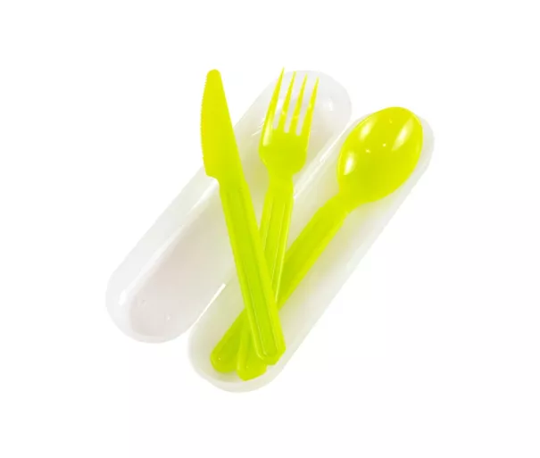 Cutlery set in a transparent box Foody assorted, transparent/blue/green/pink