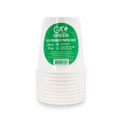 Экологические стаканы Go Green 250 мл 10 шт. белый