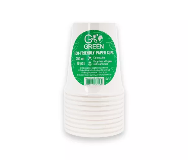 Go Green ecological glasses 250ml 10 pcs. white