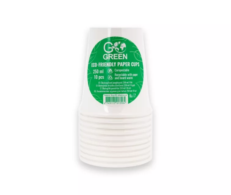 Prillid ökoloogilised Go Green 250ml 10 tk. valge