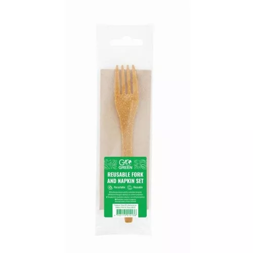Reusable fork and napkin set Go Green 