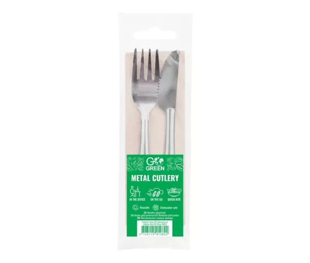 Metal cutlery set Go Green