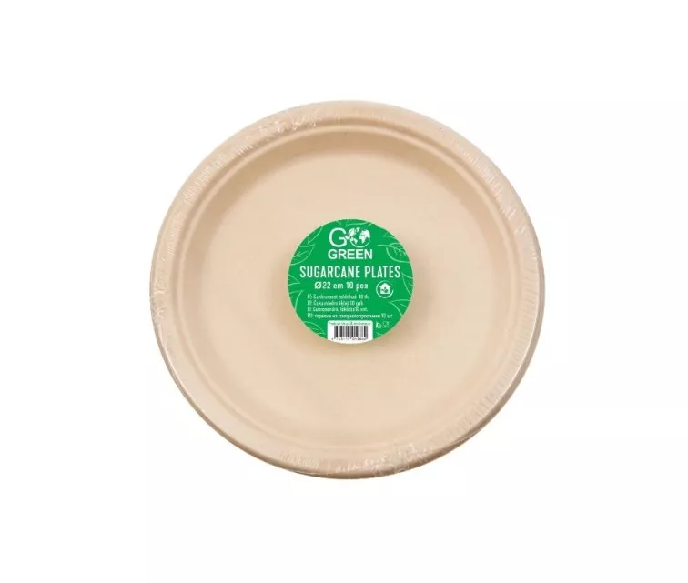 Compostable sugar cane plates Go Green