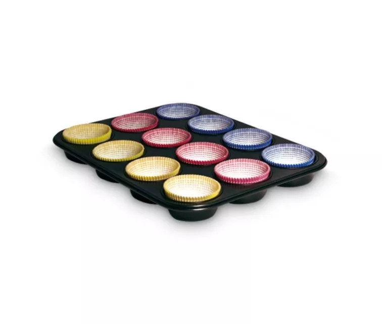 Cupcake tin 12 pcs. Gardenia 27 x 35 x 3 cm + paper cake moulds 60 pcs.