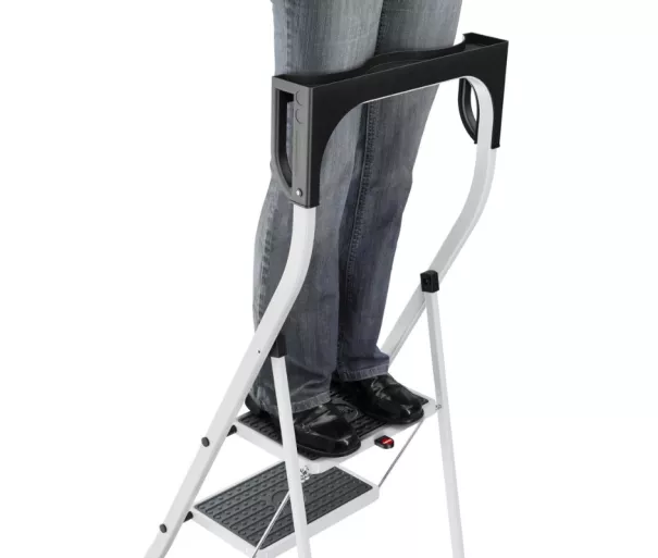 Folding step bench K75 StandardLine / aluminium / 2 steps, safety handle