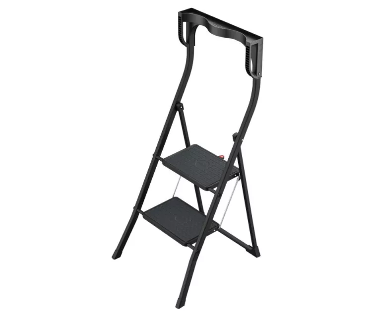 Складная стремянка K77 ComfortLine / алюминиевая / 2 ступени, защитная ручка / черная