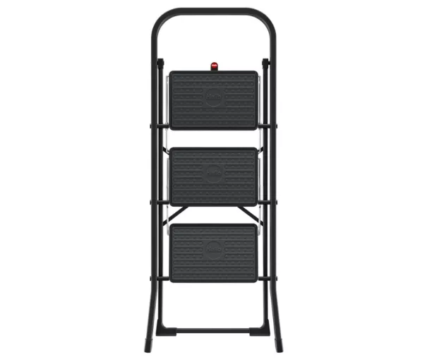 Folding step bench K44 StandardLine / steel / 3 steps, safety handle / black