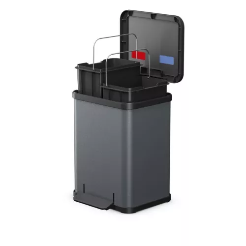Atkritumu šķirošanas tvertne ar pedāli Öko duo Plus M / 2x9L / tumši pelēka