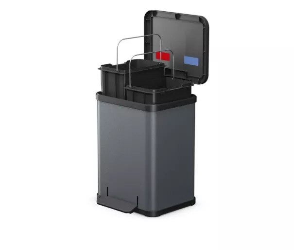 Waste sorting bin with pedal Öko duo Plus M / 2x9L / dark gray