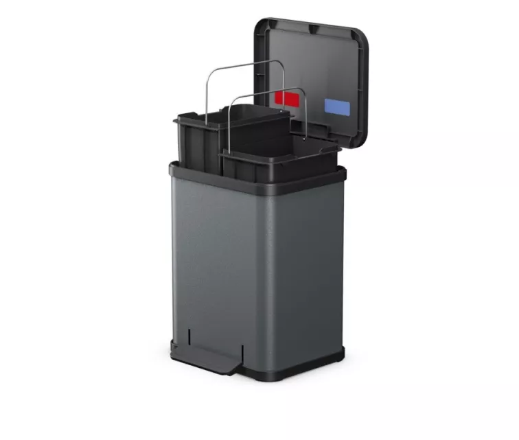 Atkritumu šķirošanas tvertne ar pedāli Öko duo Plus M / 2x9L / tumši pelēka