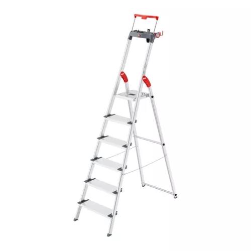 Household ladder L84 ComfortLine / aluminum / 6 steps