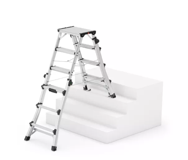 Телескопическая лестница Master DTL100 / алюминиевая / ступени 2x4 - 2x6
