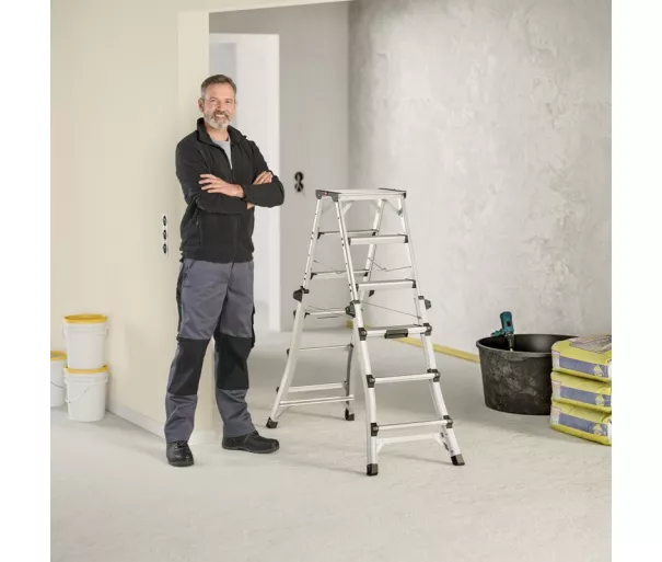 Телескопическая лестница Master DTL100 / алюминиевая / ступени 2x4 - 2x6