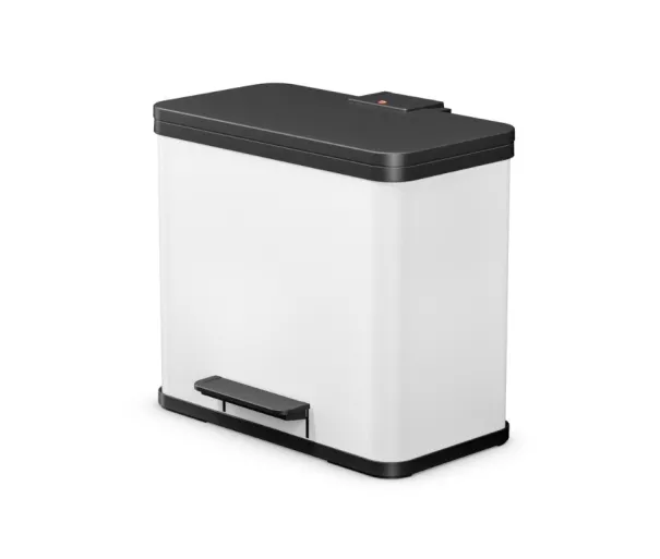 Мусорный контейнер с педалью Eco duo L / 2x14 л / белый
