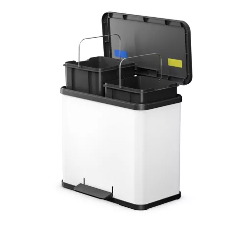 Мусорный контейнер с педалью Eco duo LL / 2x14 л / белый