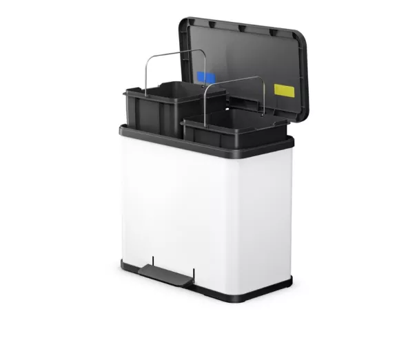 Мусорный контейнер с педалью Eco duo L / 2x14 л / белый