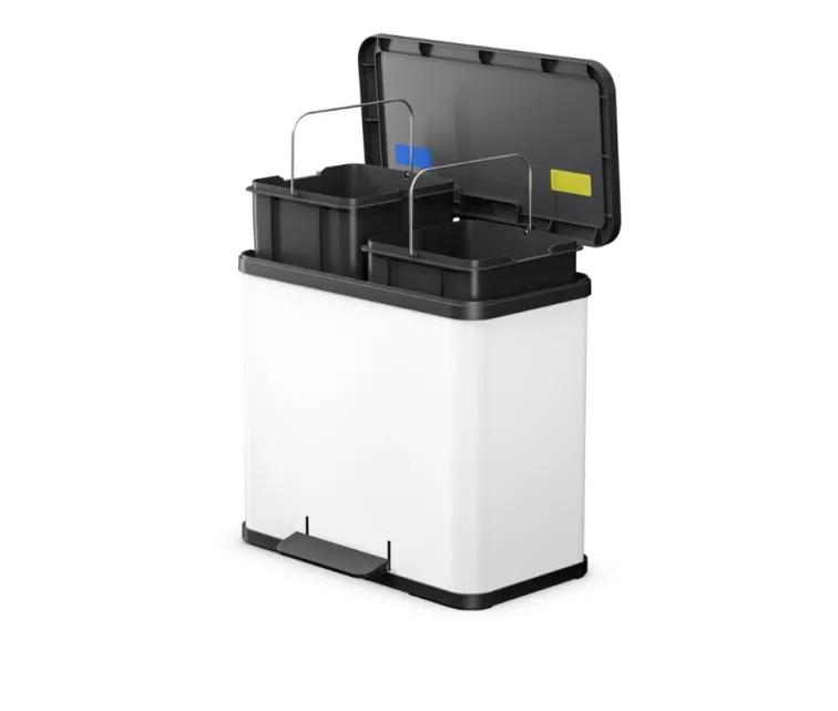 Мусорный контейнер с педалью Eco duo LL / 2x14 л / белый