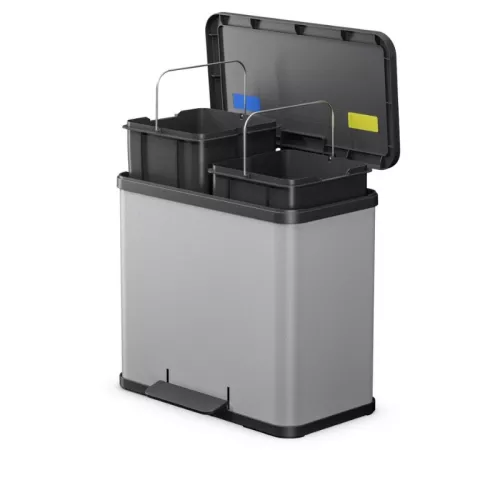 Мусорный контейнер с педалью Eco duo L / 2x14 л / светло-серый