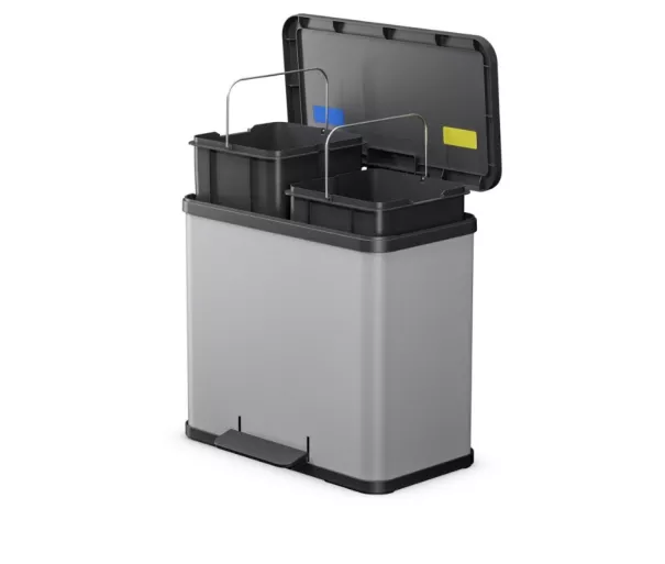 Мусорный контейнер с педалью Eco duo L / 2x14 л / светло-серый