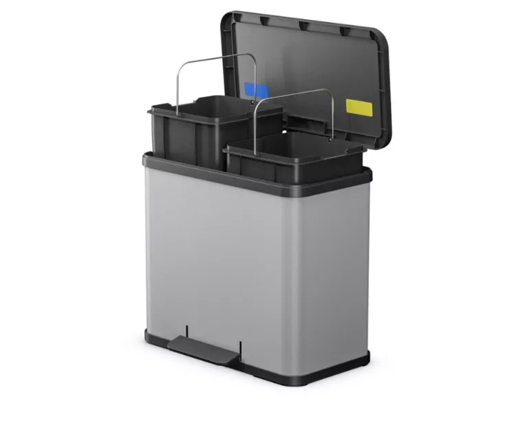 Мусорный контейнер с педалью Eco duo L / 2x14 л / светло-серый