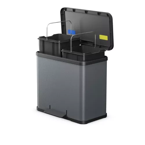 Мусорный контейнер с педалью Eco duo L / 2x14 л / темно-серый