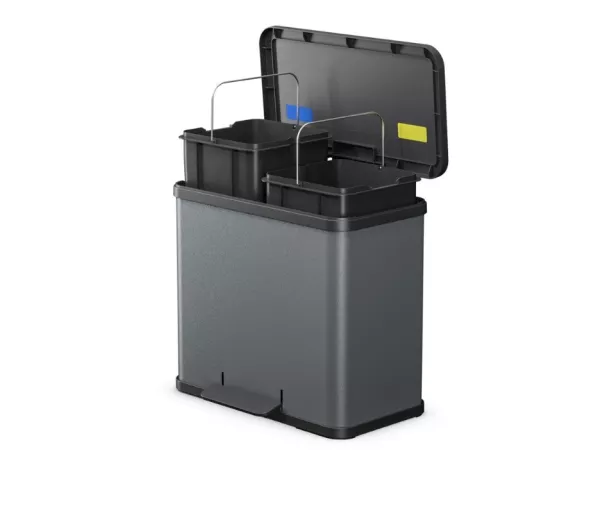 Мусорный контейнер с педалью Eco duo L / 2x14 л / темно-серый