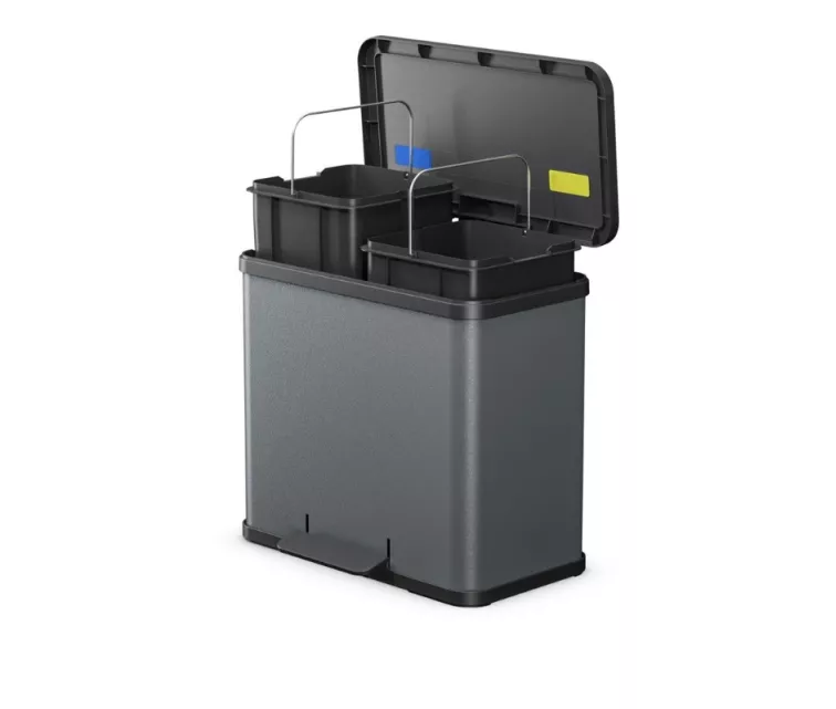 Мусорный контейнер с педалью Eco duo L / 2x14 л / темно-серый