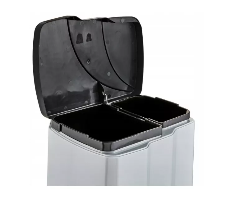 Pedalinė šiukšlių rūšiavimo dėžė 7+15 l Gunnar 39,5x29x43,5 cm, šviesiai sidabrinė