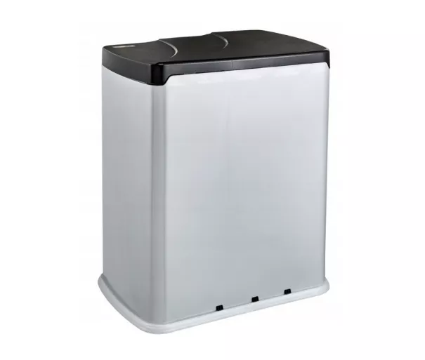 Pedal bin for waste sorting 7+15L Gunnar 39.5x29x43.5cm light silver