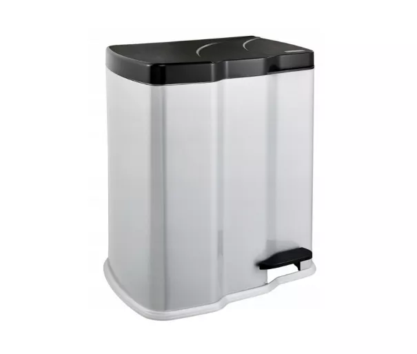 Pedal bin for waste sorting 7+15L Gunnar 39.5x29x43.5cm light silver