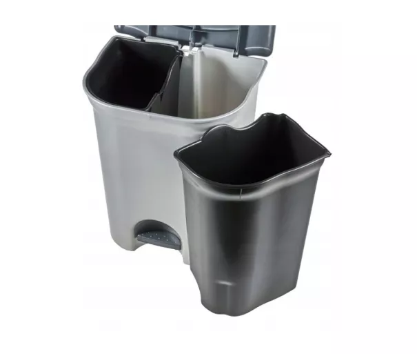 Pedal bin for waste sorting 2x11L Torge 37.5x29.5x46 cm light silver