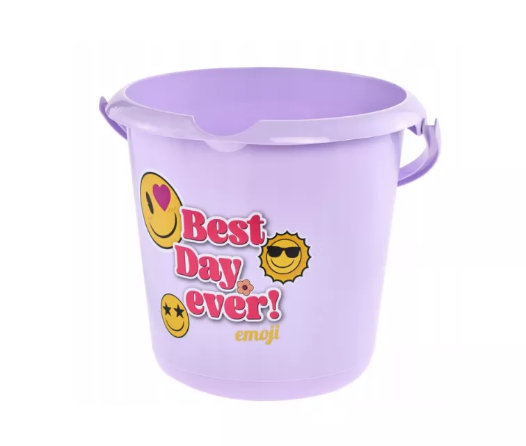 Декоративное ведро 10 л Ilvie "Emoji Best Day" Ø30x28 см, фиолетовое.