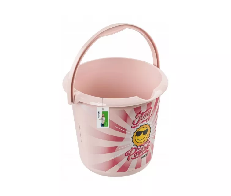 Bucket deco 10L Ilvie "Emoji Stay Positive" Ø30x28cm pink