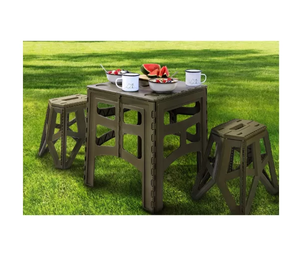 Sulankstomas lauko stalas M, kurio keliamoji galia iki 80 kg, Timo 46,5x44,5x55cm, alyvuogių spalvos
