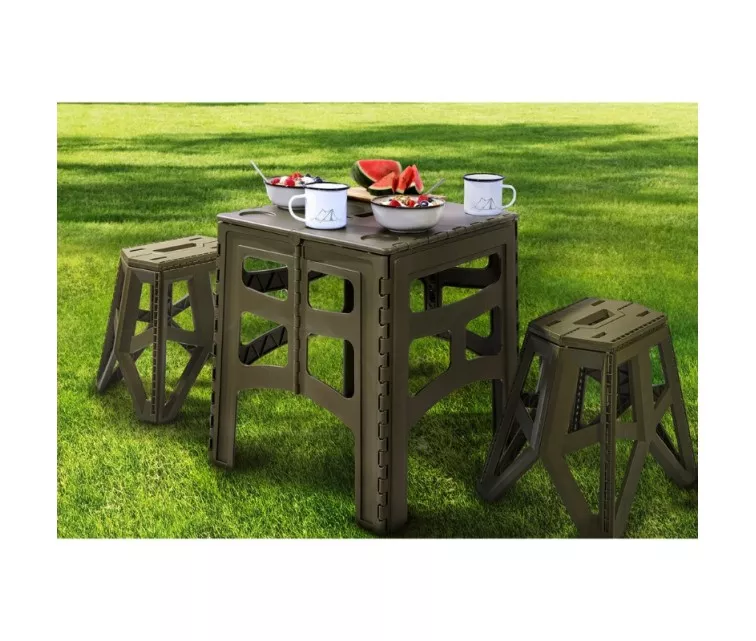 Salokāms āra galds M ar kravnesību līdz 80kg Timo 46,5x44,5x55cm olīvu krāsā