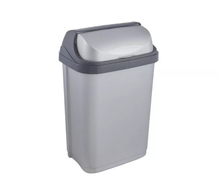 Prügikast pöörleva kaanega 10L Rasmus 25,5x19x39cm hele hõbedane